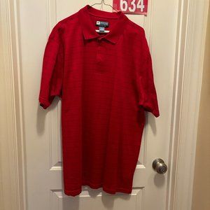Jos. A. Bank Leadbetter Golf Shirt #634 - XXL Red with thin Navy Stripe